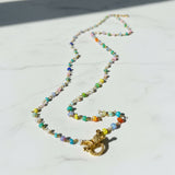 Mixed Opal Beaded Necklace with Diamond Clasp