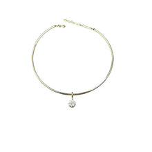 14k Gold Omega Choker with Diamond Solitaire Pendant