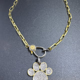 Gold Square Link Chain with Two Tone Diamond Clasp