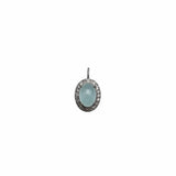 Puffy Aquamarine Oval Pendant with Diamond Border