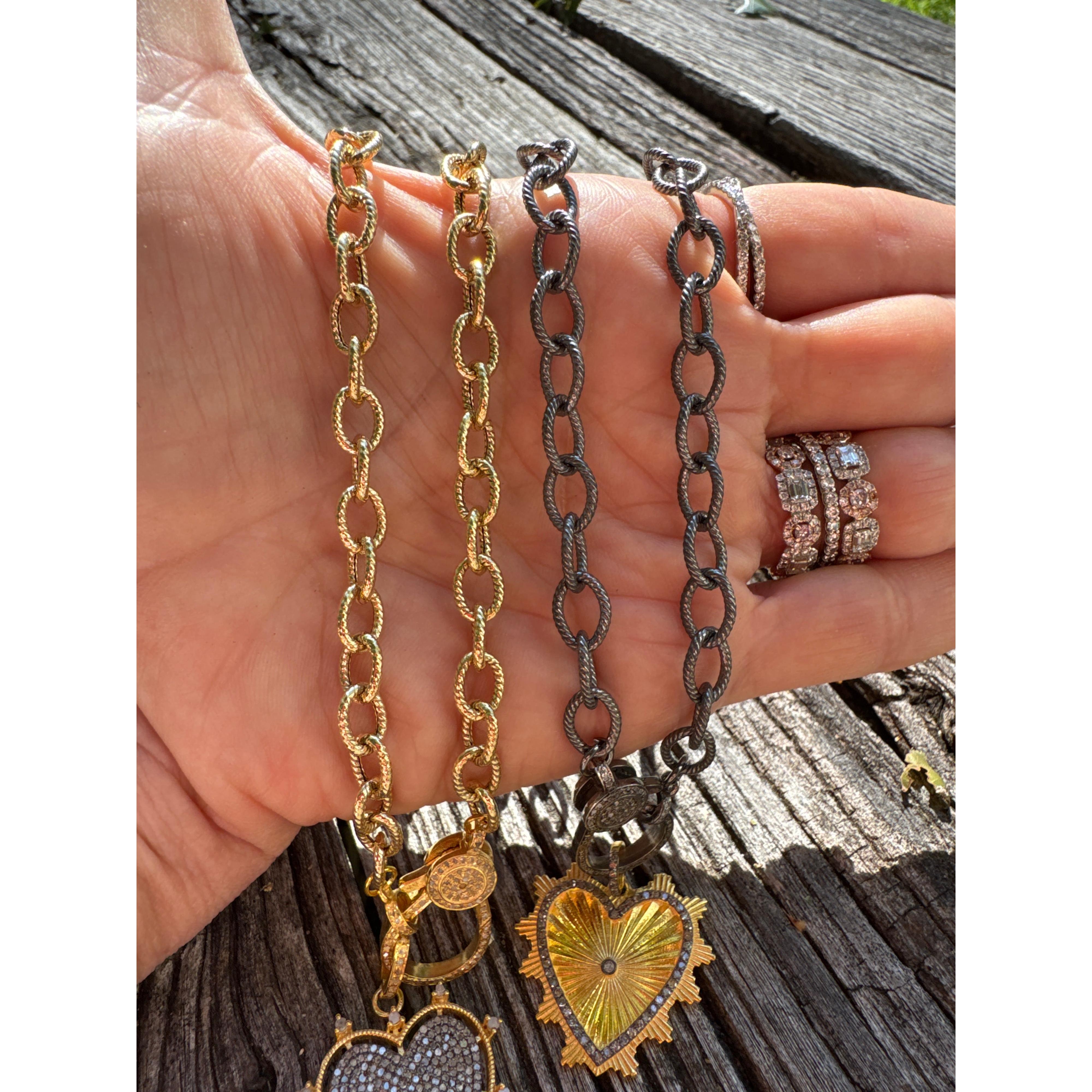 Twisted Thick Silver Chain with Diamond Clasp