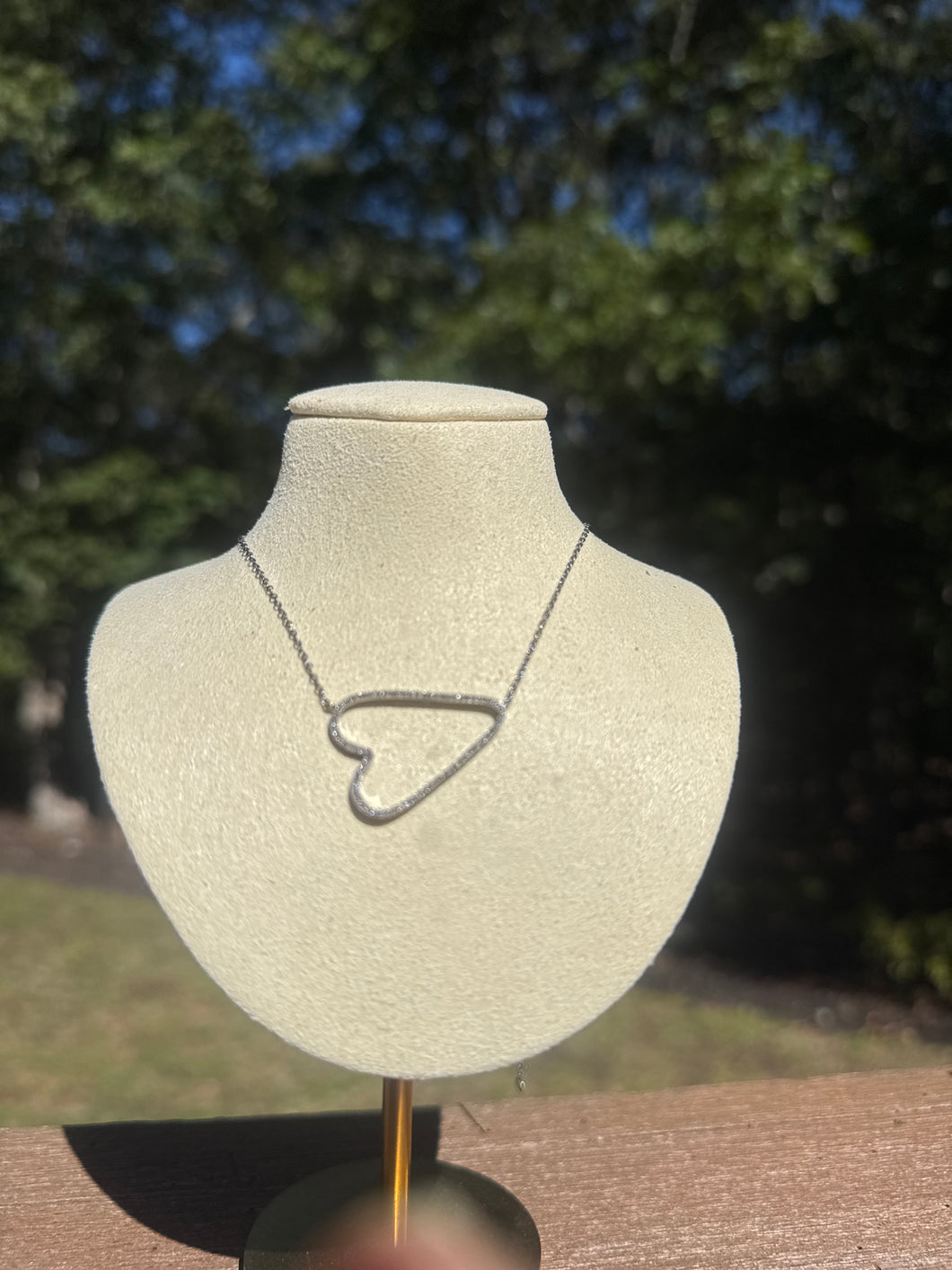 Open Pave Diamond Heart Necklace