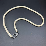 Long Shell and Bone Beaded Necklace with Diamond Clasp
