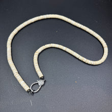 Long Shell and Bone Beaded Necklace with Diamond Clasp