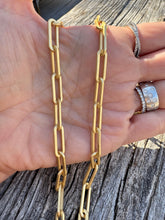 Matte Gold Large Paperclip Chain with Diamond Clasp