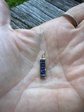 Blue Sapphire Bar with 14k Gold Border