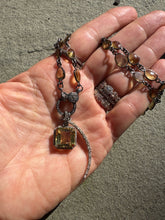 Smokey Quartz Bezel Necklace with Diamond Clasp. Citrine and Moon Pendants Included