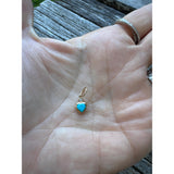 Mini Turquoise Heart with Diamond Solitaire Set in 14k Gold