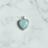 Aquamarine Puffy Heart with Pave Diamond Pendant
