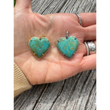 Puffy Iron Mountain Turquoise Heart with Diamond Border Pendant