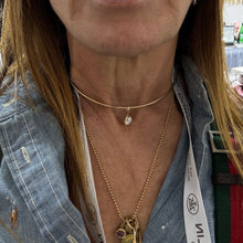 14k Gold Omega Choker with Diamond Solitaire Pendant