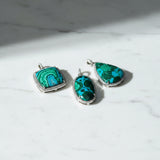 Malachite and Diamond Pendants