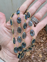 London Blue Quartz Oval Bezel Necklace with Diamond Clasp
