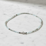 Mini Aquamarine Copper Ombre Beaded Necklace with Mini Diamond Clasp