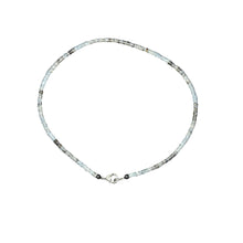Mini Aquamarine Copper Ombre Beaded Necklace with Mini Diamond Clasp