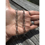 Oval Paperclip Chain Necklace with Pave Diamond Clasp