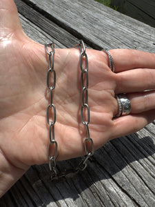 Oval Paperclip Chain Necklace with Pave Diamond Clasp