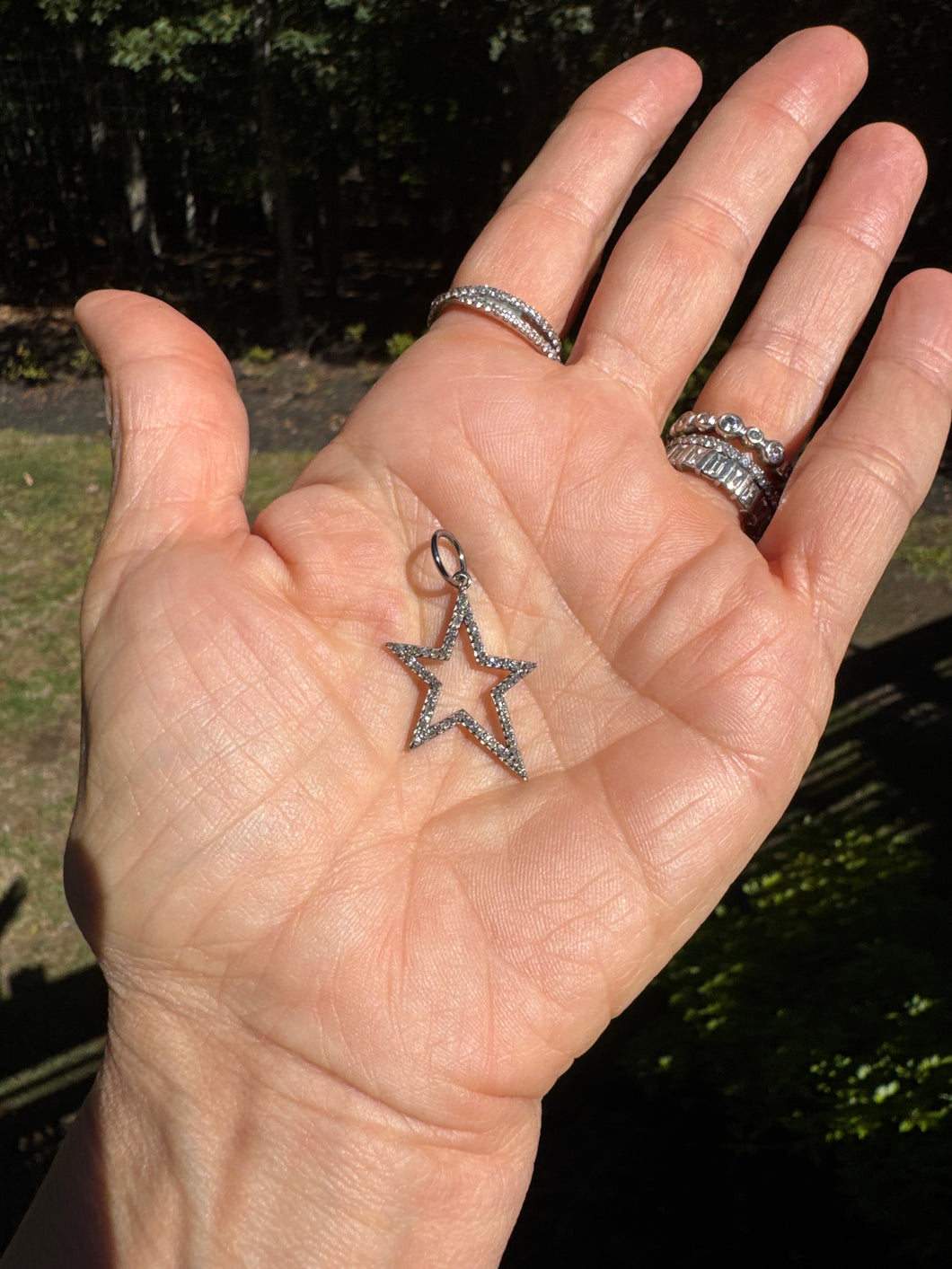 Pave Diamond Open Oblong Star Pendant