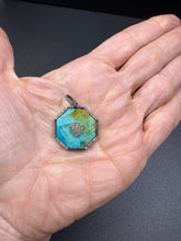 Kingman Turquoise Pendant with Diamond Border and Heart