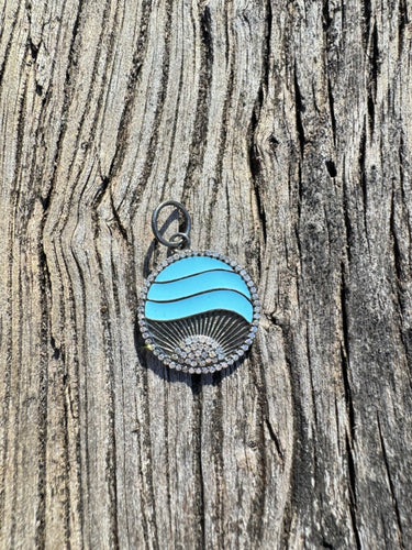 Turquoise Enamel and Diamond Sunshine Pendant