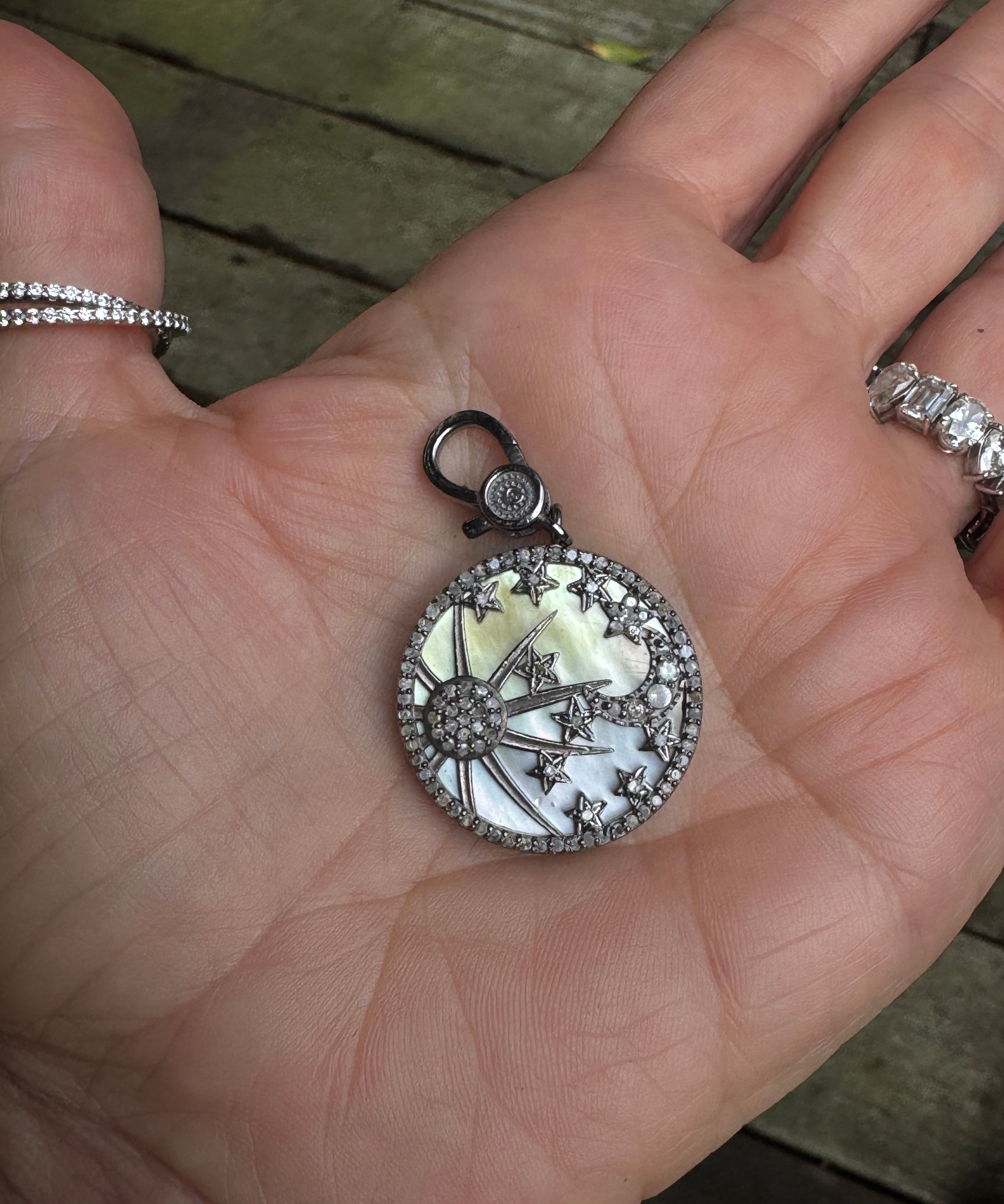 Mother of Pearl Celestial Diamond Pendant
