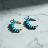 Turquoise and Diamond Crescent Moon Pendant