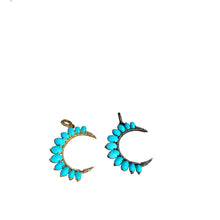 Turquoise and Diamond Crescent Moon Pendant