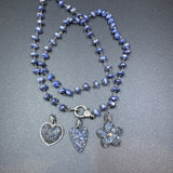 Blue Sapphire Faceted Beaded Necklace with Pave Diamond Clasp