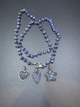 Blue Sapphire Faceted Beaded Necklace with Pave Diamond Clasp
