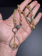Fancy Paperclip Design Gold Chain Necklace with Diamond Clasp