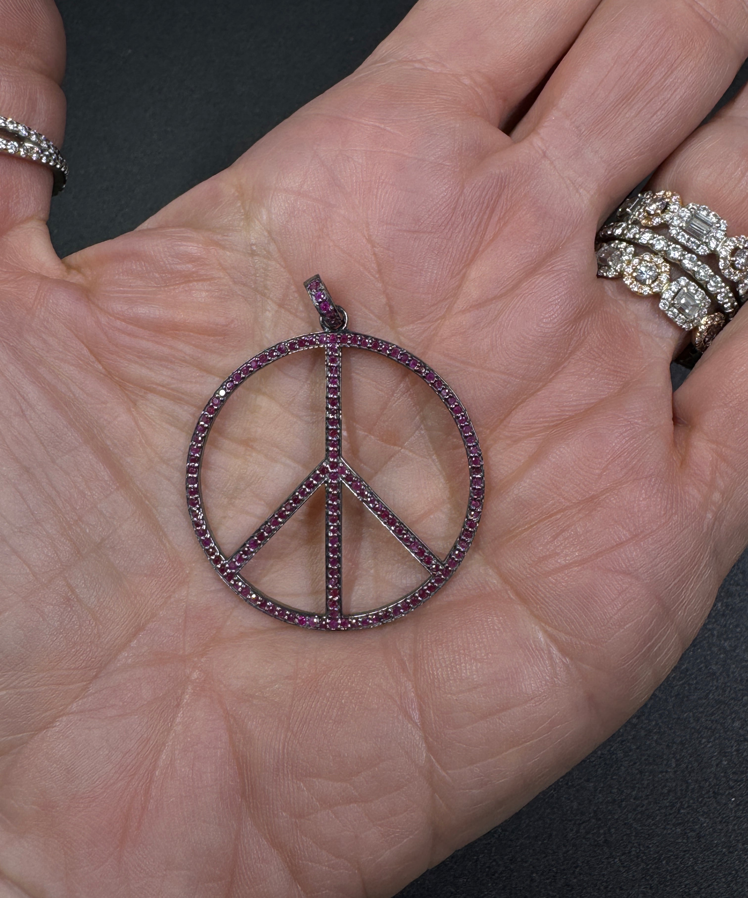 Ruby Round Peace Pendant