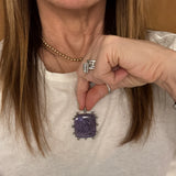 Charoite Square with Scattered Solitaire Diamonds