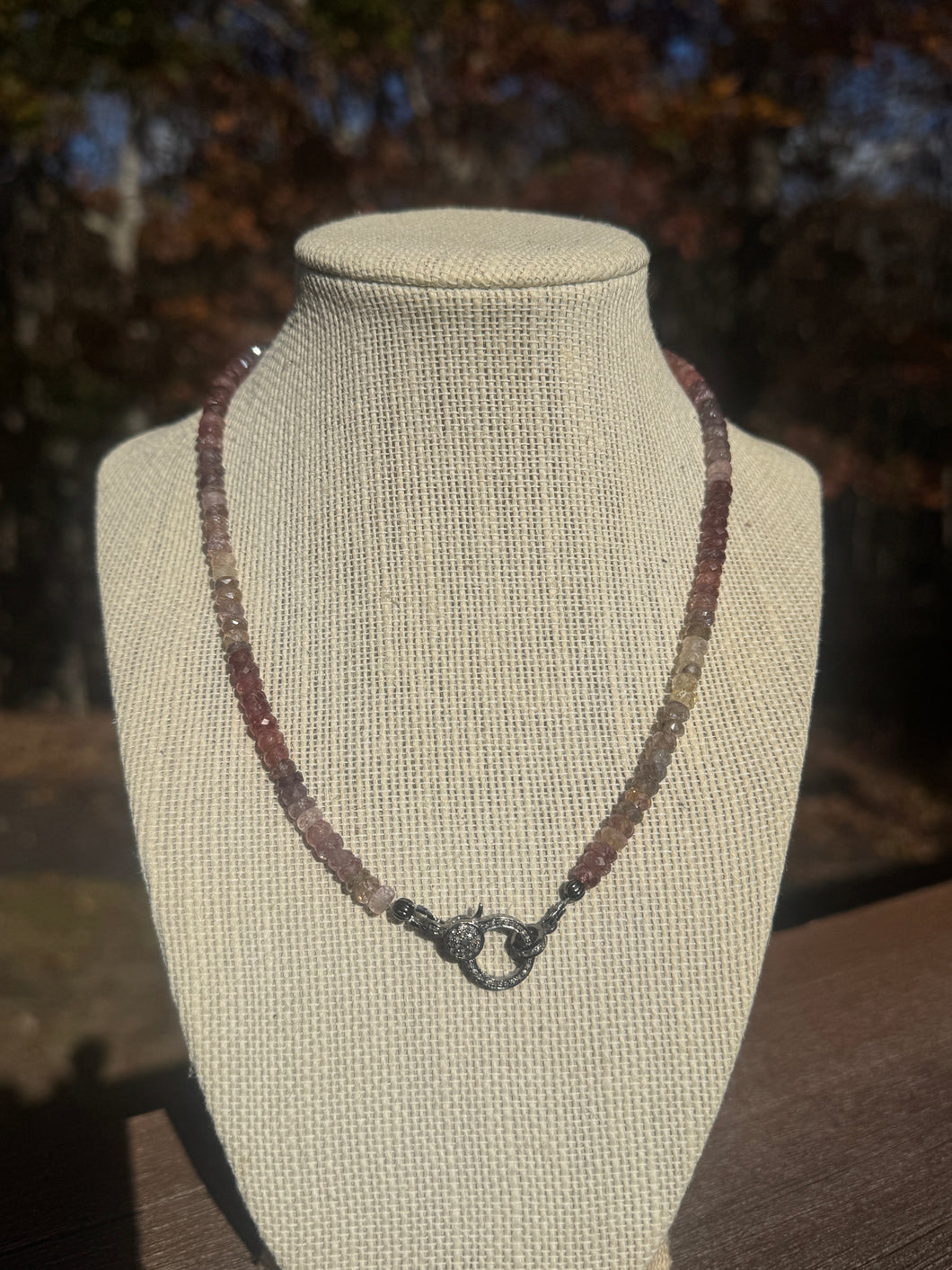 Multi Spinel Beaded Necklace with Diamond Clasp