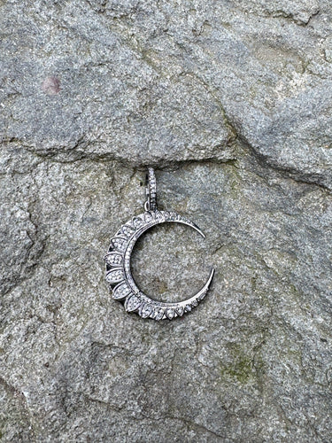 Pave Diamond Crescent Moon Pendant