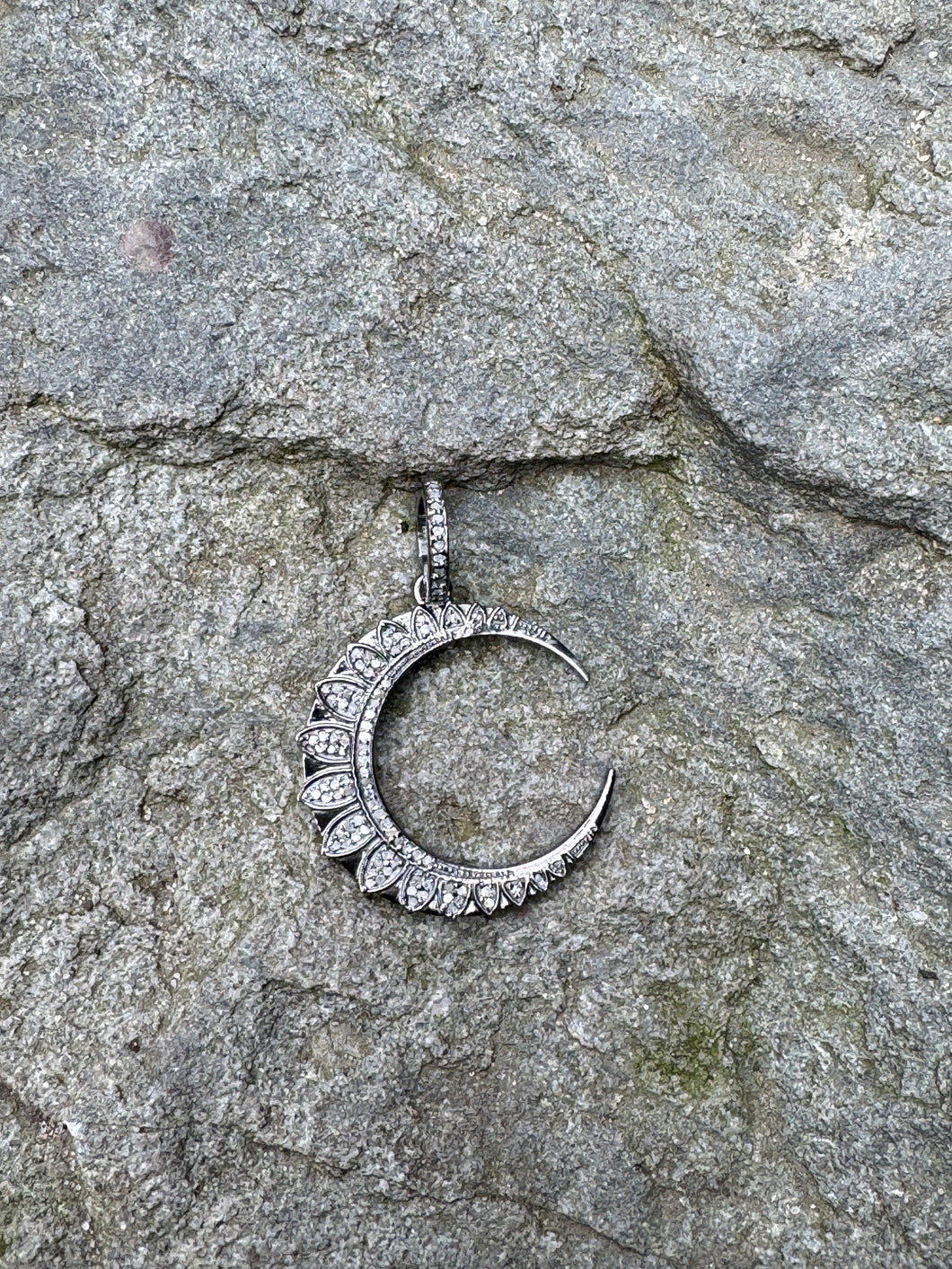 Pave Diamond Crescent Moon Pendant
