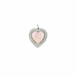 Pink Opal Heart with Pearl and Diamond Border Pendant