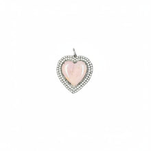 Pink Opal Heart with Pearl and Diamond Border Pendant