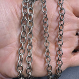 Sterling Silver Simple Oval Chain Necklace with Pave Diamond Clasp