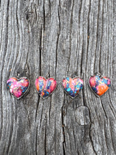 Multi Copper Turquoise and Pave Diamond Heart Pendants
