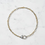 Gold Rounded Paper Clip Chain with Diamond Clasp