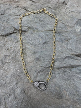 Gold Rounded Paper Clip Chain with Diamond Clasp