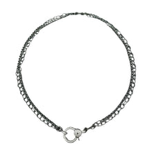 Sterling Silver Double Strand Necklace with Pave Diamond Clasp