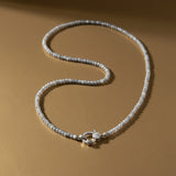 Grey Quartz Faceted Beaded Necklace with Diamond Clasp