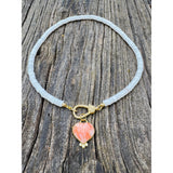 White Quartz Heishi Beaded Necklace with Pave Diamond Clasp