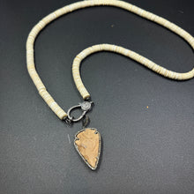 Long Shell and Bone Beaded Necklace with Diamond Clasp