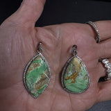 Chrysoprase and Diamond Pendants