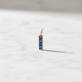Blue Sapphire Bar with 14k Gold Border