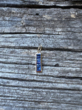 Blue Sapphire Bar with 14k Gold Border