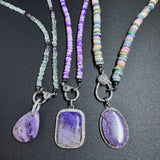 Charoite and Diamond Pendants