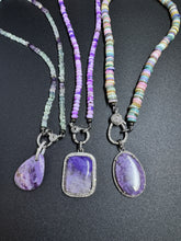 Charoite and Diamond Pendants